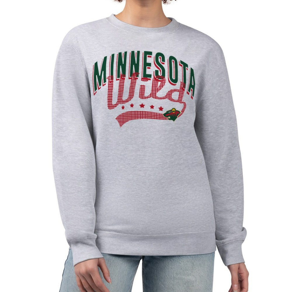 Minnesota Wild G-III 4Her by Carl Banks Women's Filigree Team Graphic Fleece Pullover Sweatshirt - Heather Gray | NHL on sale