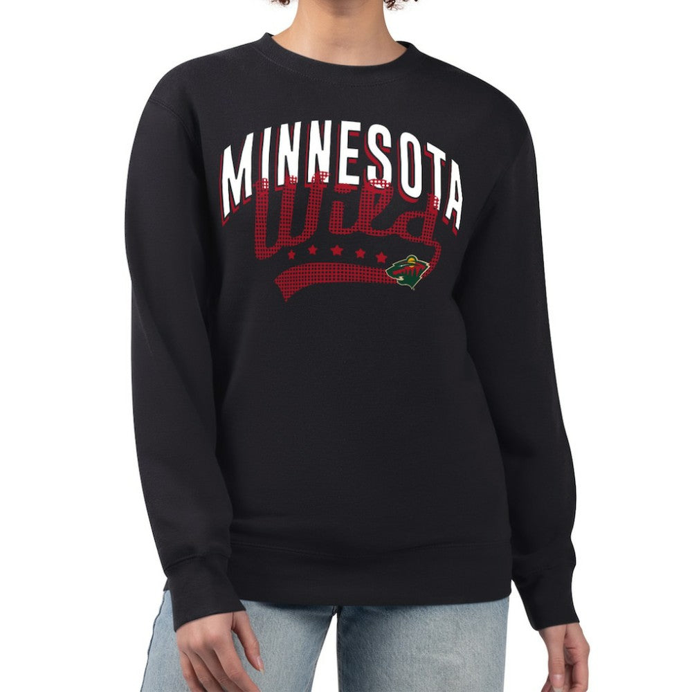 Minnesota Wild G-III 4Her by Carl Banks Women's Filigree Team Graphic Fleece Pullover Sweatshirt - Black | NHL on sale