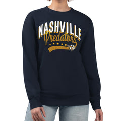 Nashville Predators G-III 4Her by Carl Banks Women's Filigree Team Graphic Fleece Pullover Sweatshirt - Navy | NHL discount