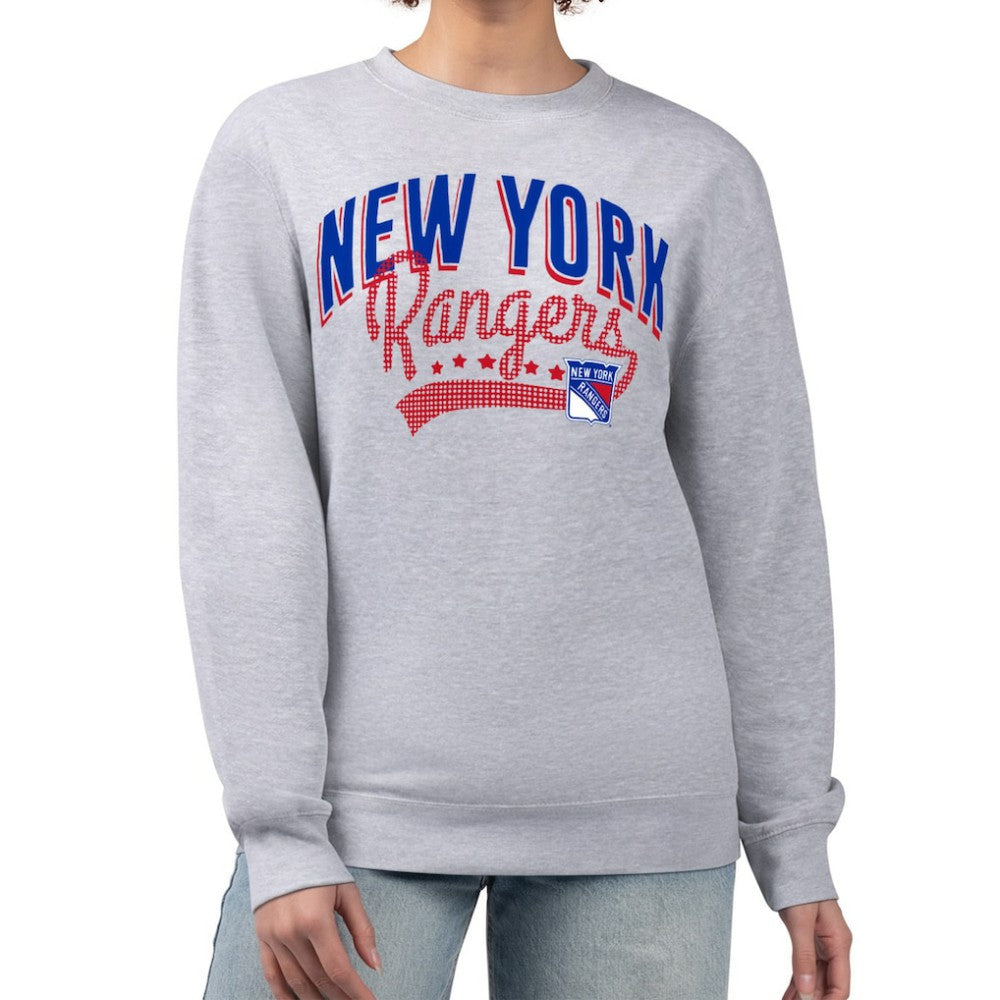 New York Rangers G-III 4Her by Carl Banks Women's Filigree Team Graphic Fleece Pullover Sweatshirt - Heather Gray | NHL online