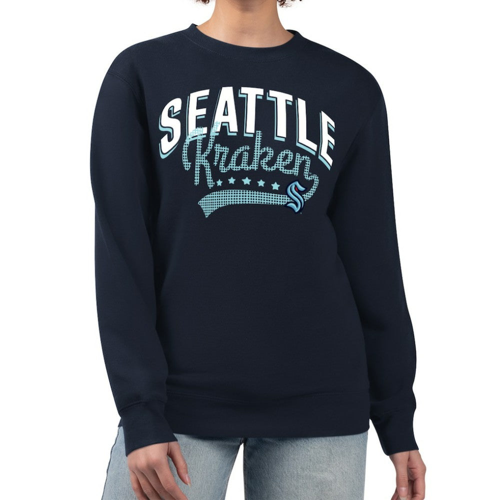 Seattle Kraken G-III 4Her by Carl Banks Women's Filigree Team Graphic Fleece Pullover Sweatshirt - Deep Sea Blue | NHL discount