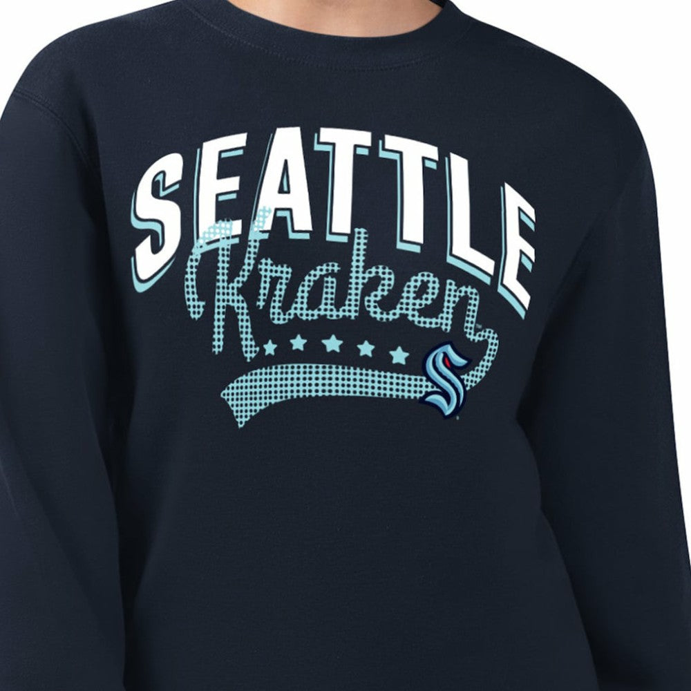 Seattle Kraken G-III 4Her by Carl Banks Women's Filigree Team Graphic Fleece Pullover Sweatshirt - Deep Sea Blue | NHL discount