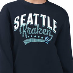 Seattle Kraken G-III 4Her by Carl Banks Women's Filigree Team Graphic Fleece Pullover Sweatshirt - Deep Sea Blue | NHL discount