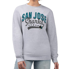 San Jose Sharks G-III 4Her by Carl Banks Women's Filigree Team Graphic Fleece Pullover Sweatshirt - Heather Gray | NHL on sale