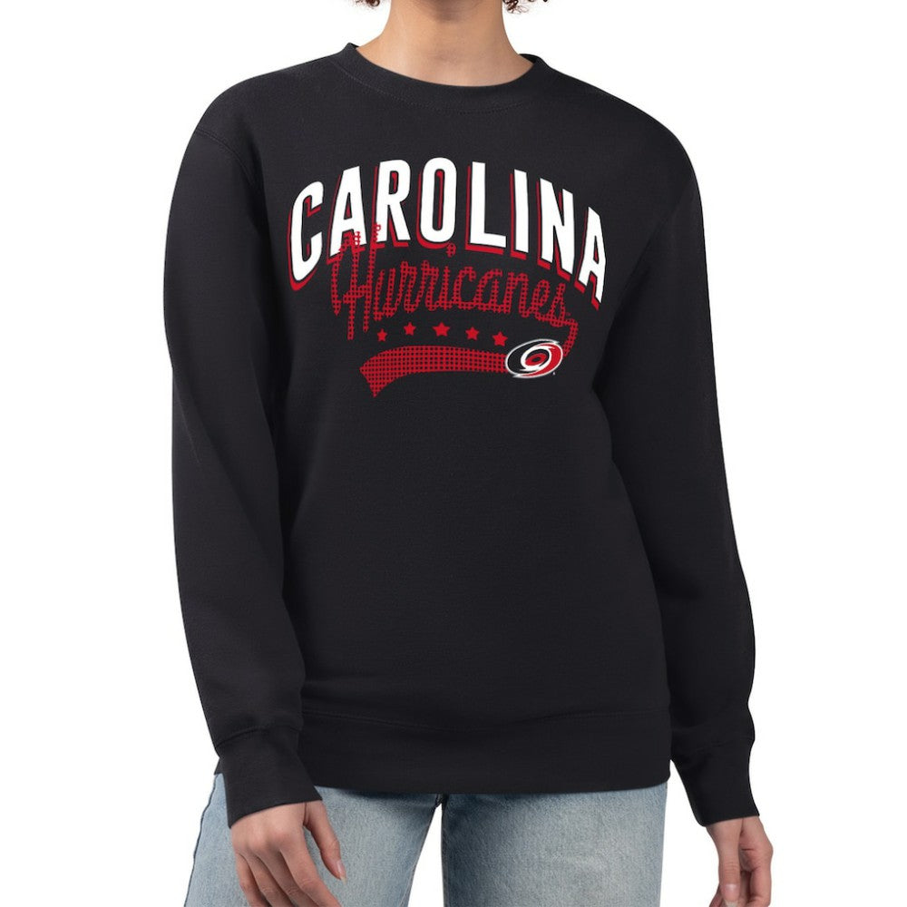 Carolina Hurricanes G-III 4Her by Carl Banks Women's Filigree Team Graphic Fleece Pullover Sweatshirt - Black | NHL Clearance