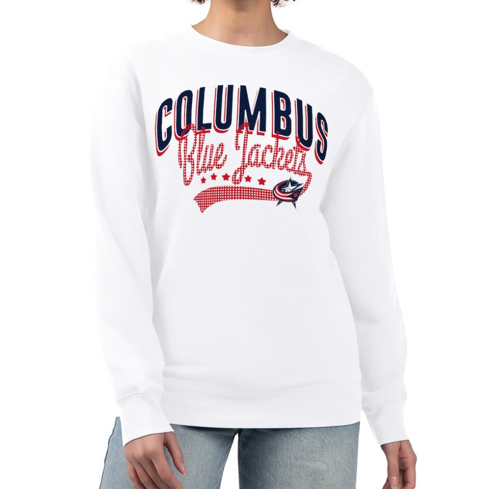 Columbus Blue Jackets G-III 4Her by Carl Banks Women's Filigree Team Graphic Fleece Pullover Sweatshirt - White | NHL discount