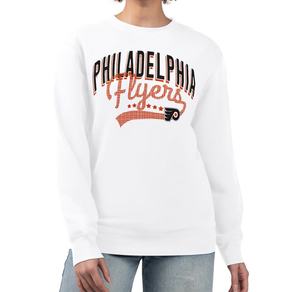 Philadelphia Flyers G-III 4Her by Carl Banks Women's Filigree Team Graphic Fleece Pullover Sweatshirt - White | NHL sale