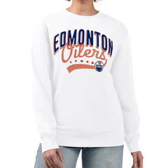 Edmonton Oilers G-III 4Her by Carl Banks Women's Filigree Team Graphic Fleece Pullover Sweatshirt - White | NHL online
