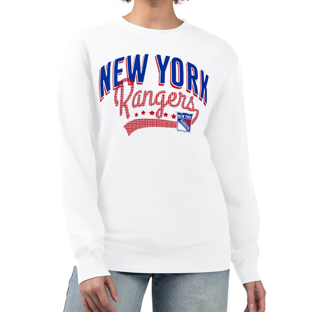 New York Rangers G-III 4Her by Carl Banks Women's Filigree Team Graphic Fleece Pullover Sweatshirt - White | NHL on sale