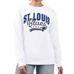 St. Louis Blues G-III 4Her by Carl Banks Women's Filigree Team Graphic Fleece Pullover Sweatshirt - White | NHL near me