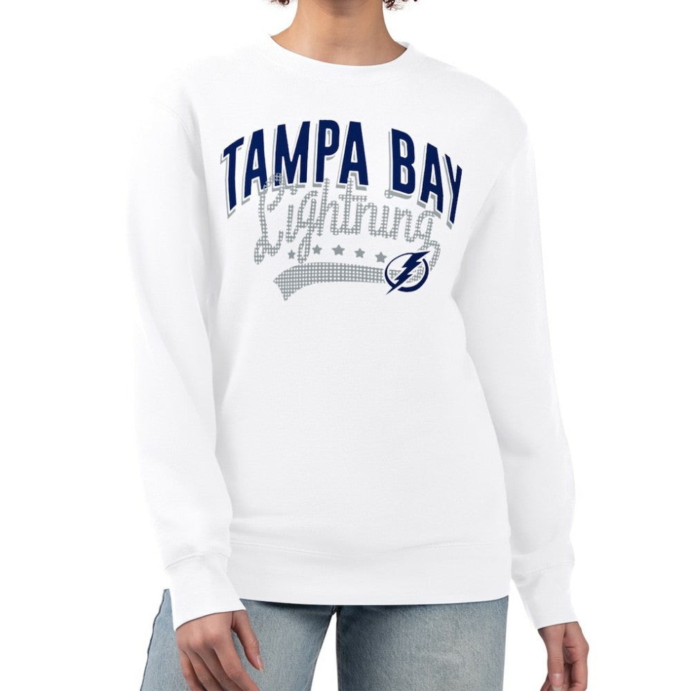 Tampa Bay Lightning G-III 4Her by Carl Banks Women's Filigree Team Graphic Fleece Pullover Sweatshirt - White | NHL near me