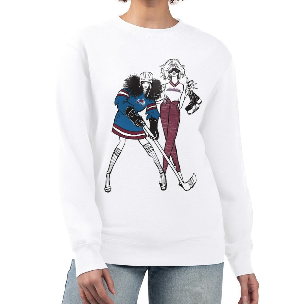 Colorado Avalanche G-III 4Her by Carl Banks Women's Hockey Girls Team Graphic Fleece Pullover Sweatshirt - White | NHL discount