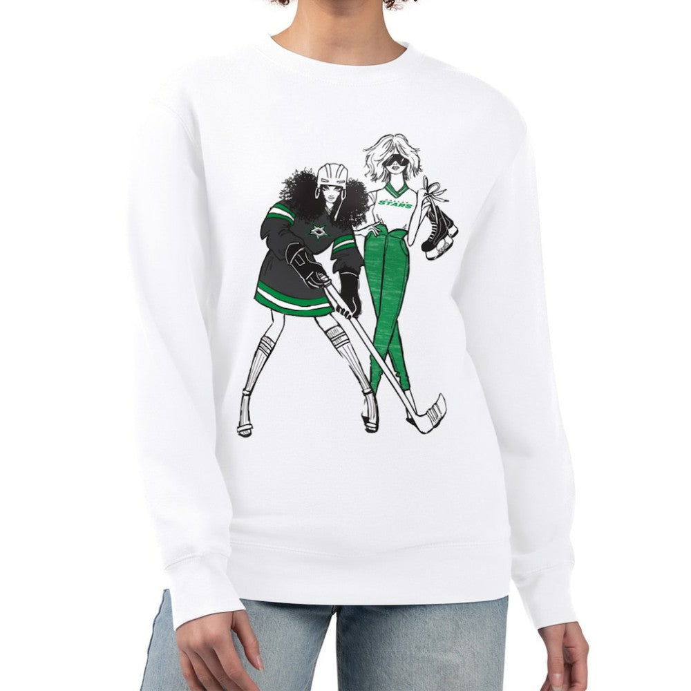 Dallas Stars G-III 4Her by Carl Banks Women's Hockey Girls Team Graphic Fleece Pullover Sweatshirt - White | NHL near me