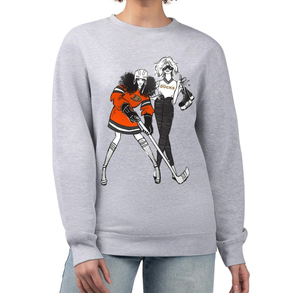 Anaheim Ducks G-III 4Her by Carl Banks Women's Hockey Girls Team Graphic Fleece Pullover Sweatshirt - Heather Gray | NHL sale