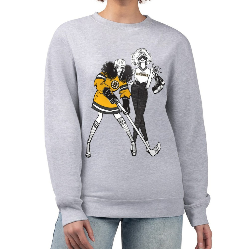 Boston Bruins G-III 4Her by Carl Banks Women's Hockey Girls Team Graphic Fleece Pullover Sweatshirt - Heather Gray | NHL near me
