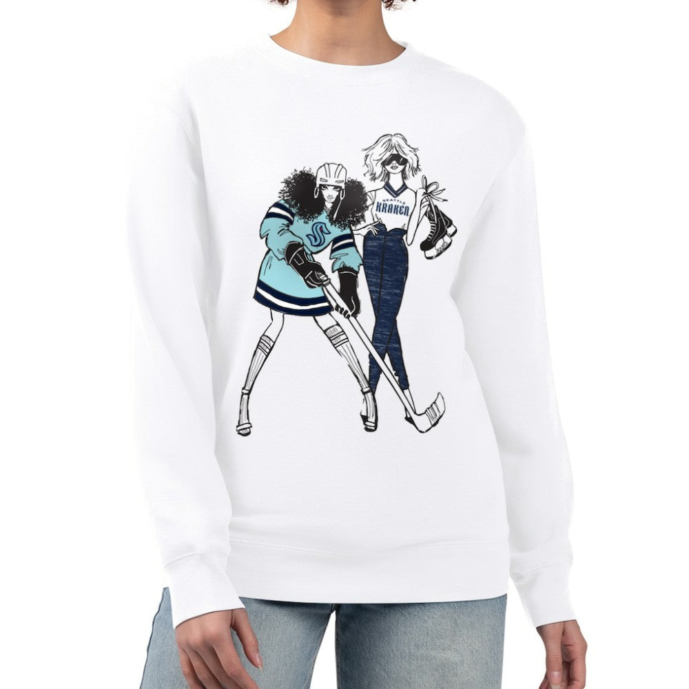 Seattle Kraken G-III 4Her by Carl Banks Women's Hockey Girls Team Graphic Fleece Pullover Sweatshirt - White | NHL Lifestyle