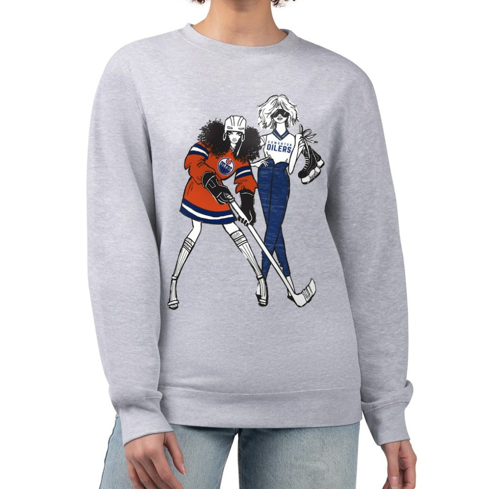 Edmonton Oilers G-III 4Her by Carl Banks Women's Hockey Girls Team Graphic Fleece Pullover Sweatshirt - Heather Gray | NHL sale