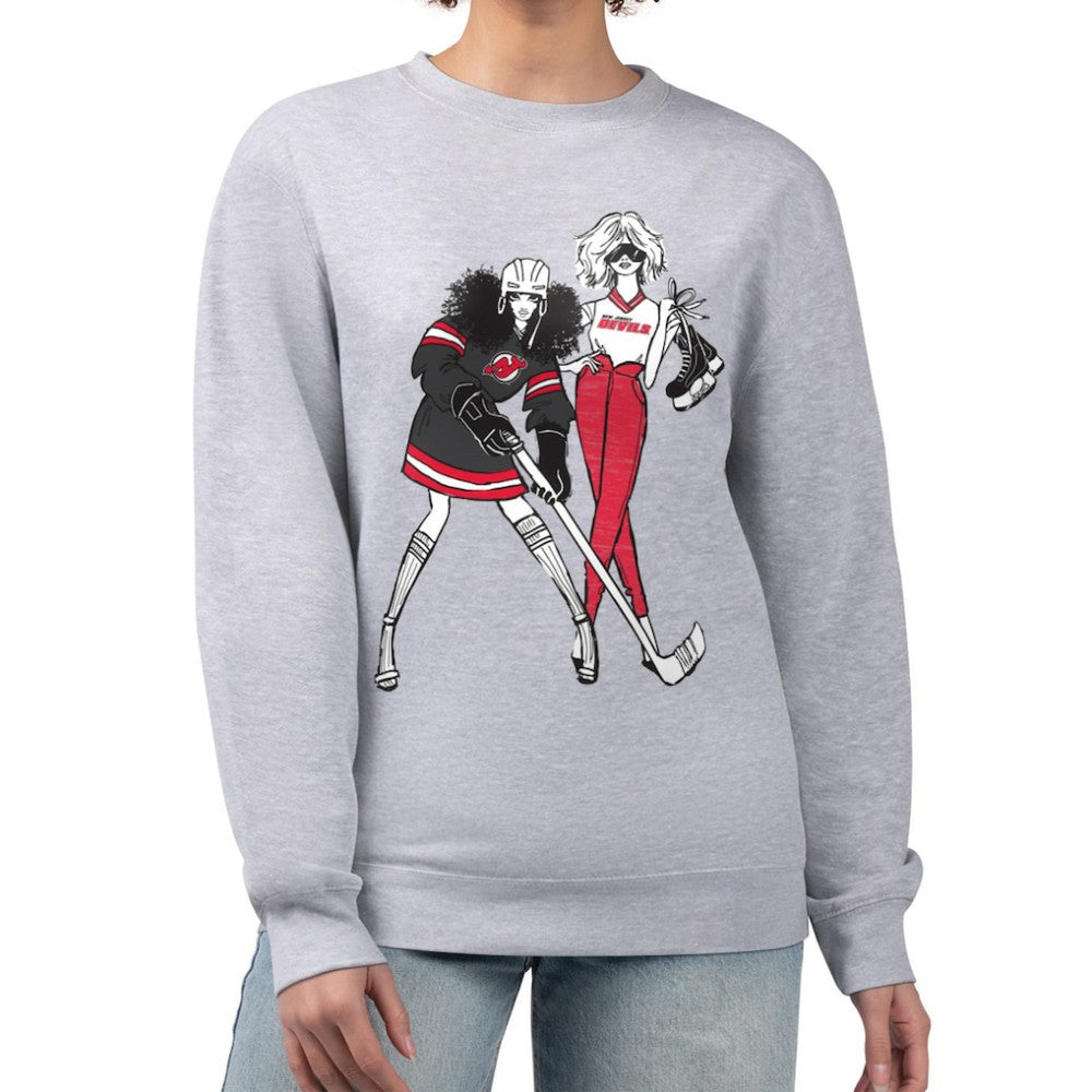 New Jersey Devils G-III 4Her by Carl Banks Women's Hockey Girls Team Graphic Fleece Pullover Sweatshirt - Heather Gray | NHL online