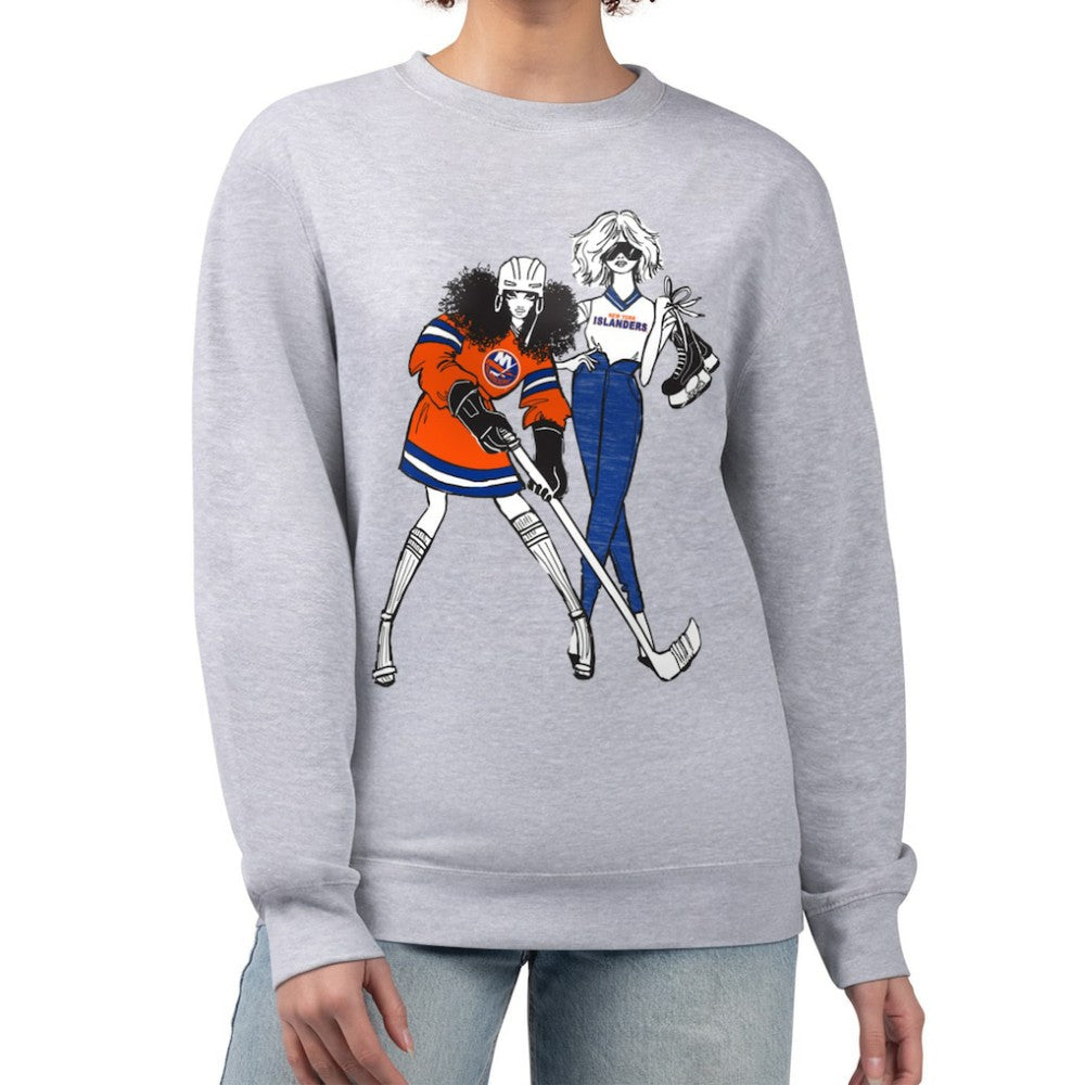 New York Islanders G-III 4Her by Carl Banks Women's Hockey Girls Team Graphic Fleece Pullover Sweatshirt - Heather Gray | NHL discount