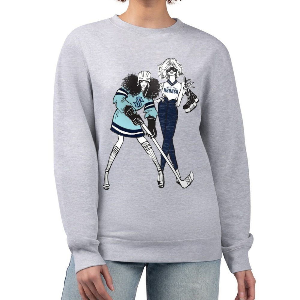 Seattle Kraken G-III 4Her by Carl Banks Women's Hockey Girls Team Graphic Fleece Pullover Sweatshirt - Heather Gray | NHL Lifestyle