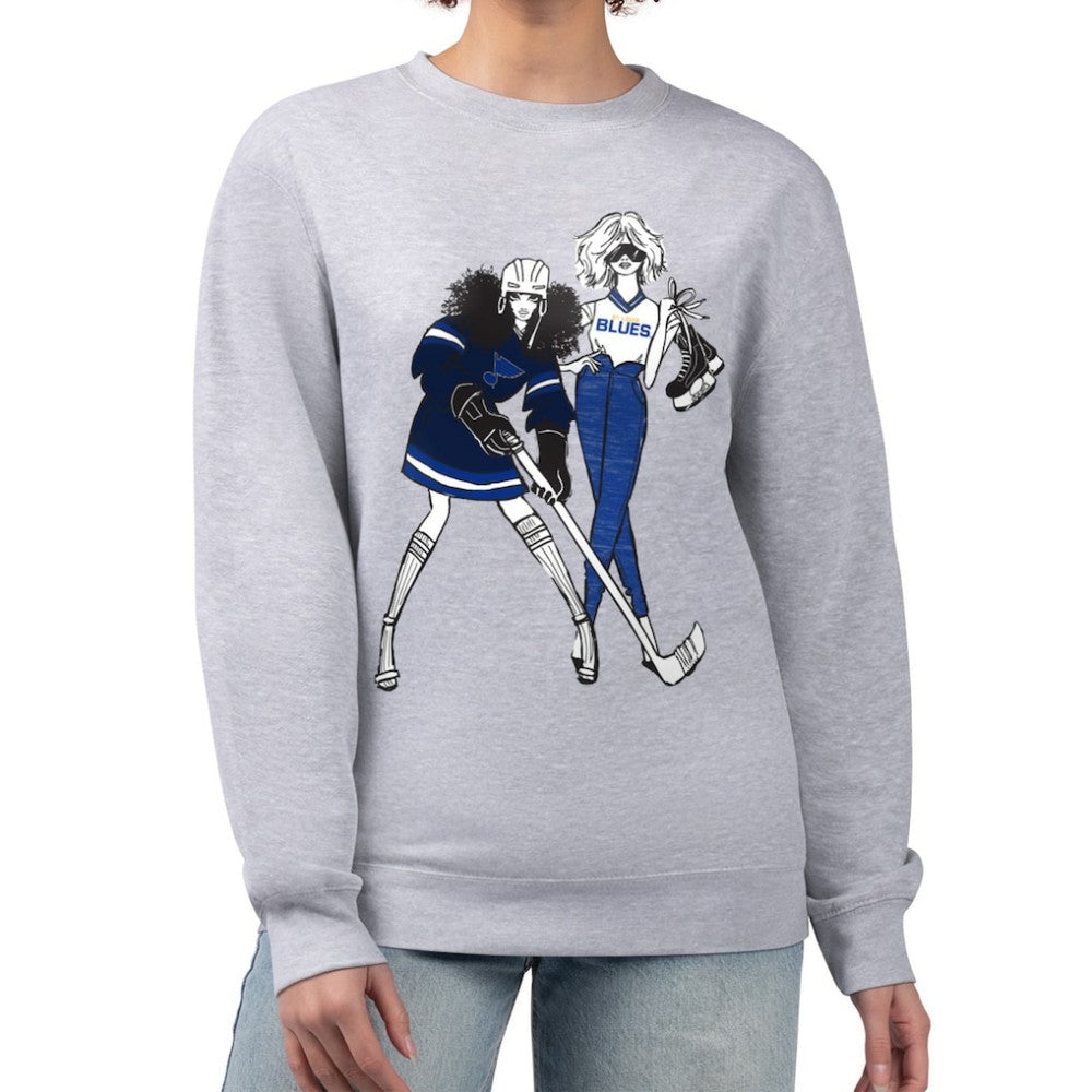 St. Louis Blues G-III 4Her by Carl Banks Women's Hockey Girls Team Graphic Fleece Pullover Sweatshirt - Heather Gray | NHL online