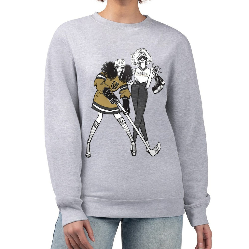 Vegas Golden Knights G-III 4Her by Carl Banks Women's Hockey Girls Team Graphic Fleece Pullover Sweatshirt - Heather Gray | NHL Clearance
