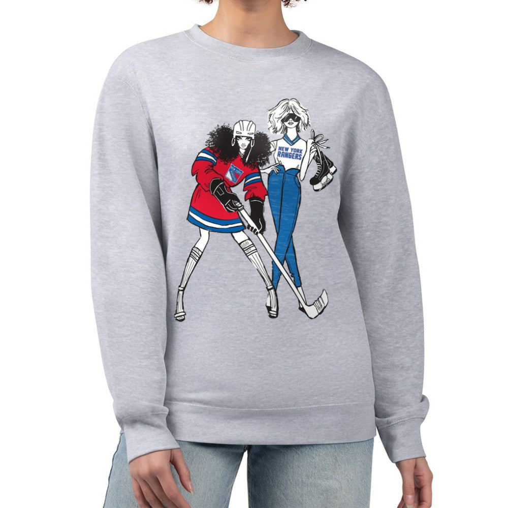 New York Rangers G-III 4Her by Carl Banks Women's Hockey Girls Team Graphic Fleece Pullover Sweatshirt - Heather Gray | NHL discount