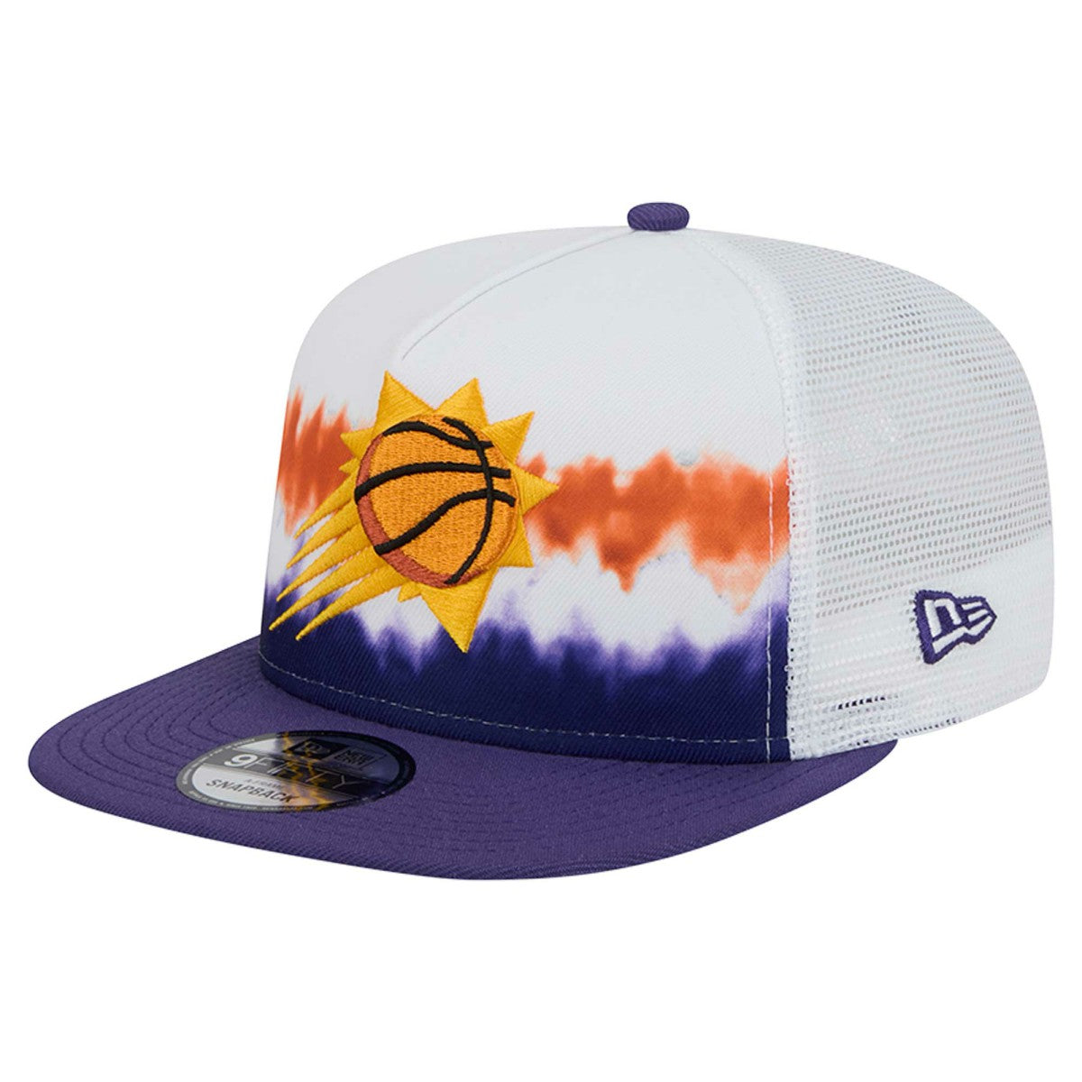 New Era Phoenix Suns Dip-Dye 9FIFTY A-Frame Trucker Snapback Hat White/Purple