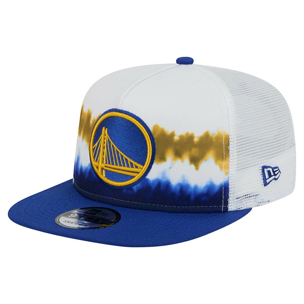 New Era Golden State Warriors Dip-Dye 9FIFTY A-Frame Trucker Snapback Hat White/Royal