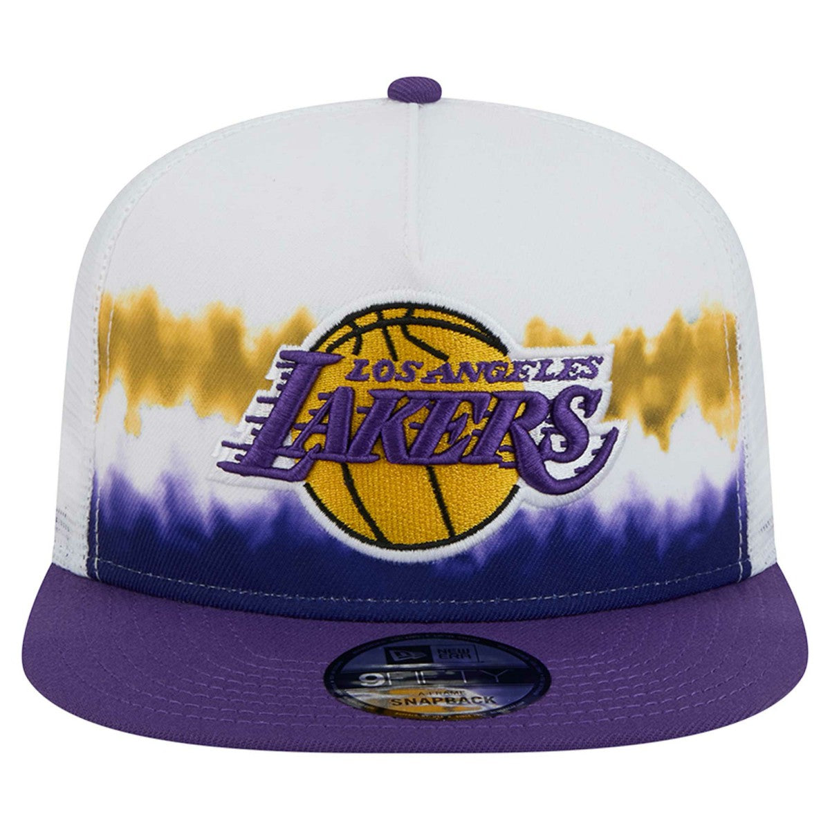 New Era Los Angeles Lakers Dip-Dye 9FIFTY A-Frame Trucker Snapback Hat White/Purple