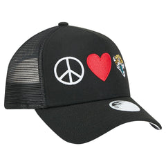 Jacksonville Jaguars New Era Women's Peace & Love Trucker 9FORTY Adjustable Hat - Black - NFL