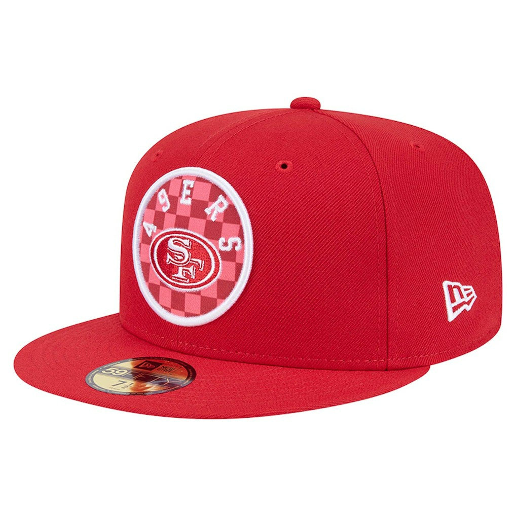 San Francisco 49ers New Era Checkered 59FIFTY Fitted Hat - Scarlet - NFL