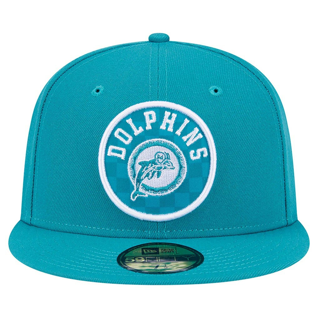 Miami Dolphins New Era Checkered 59FIFTY Fitted Hat - Aqua - NFL