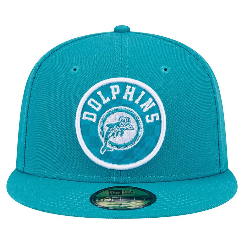 Miami Dolphins New Era Checkered 59FIFTY Fitted Hat - Aqua - NFL