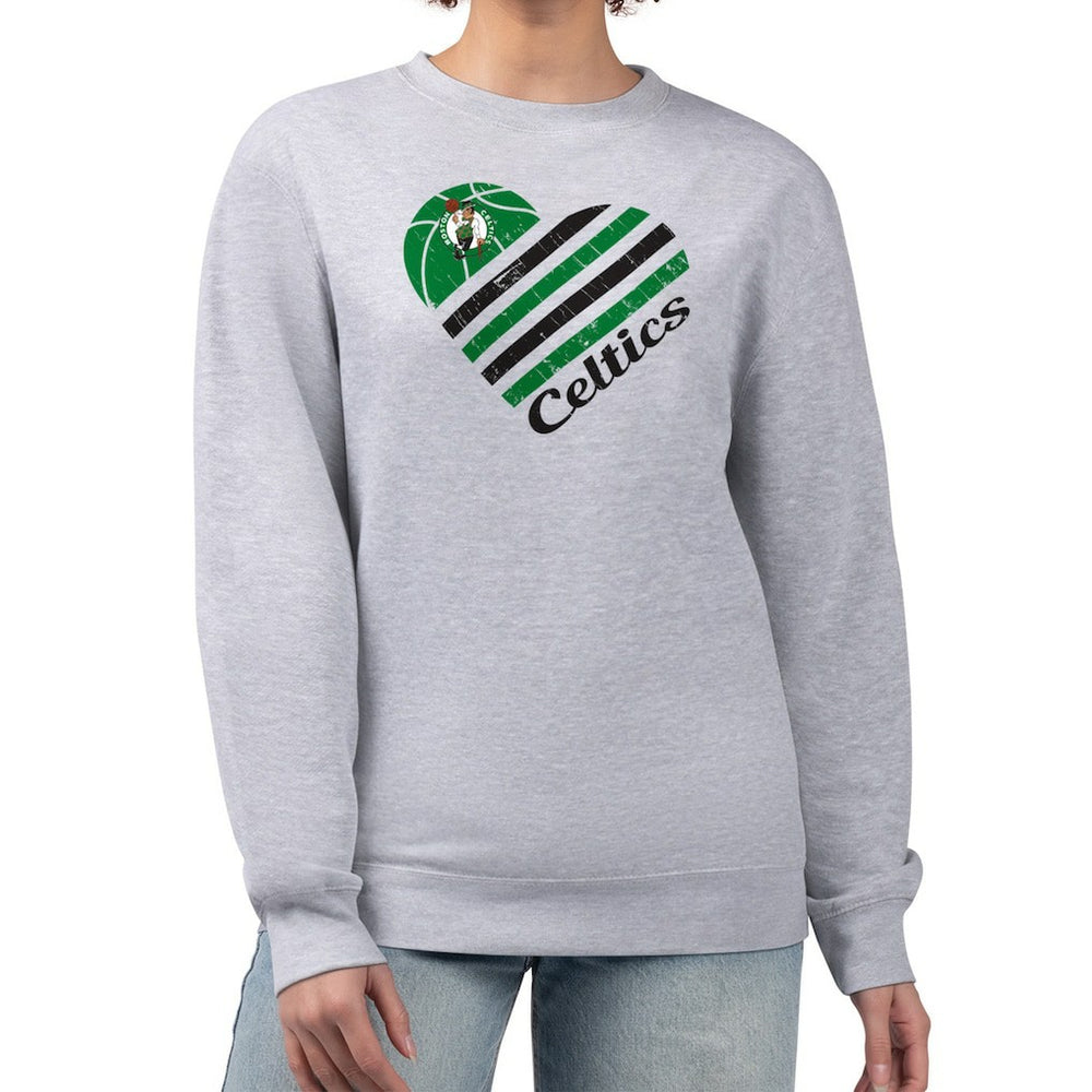 Boston Celtics G-III 4Her by Carl Banks Women's Heart Graphic Fleece Pullover Sweatshirt Heather Gray