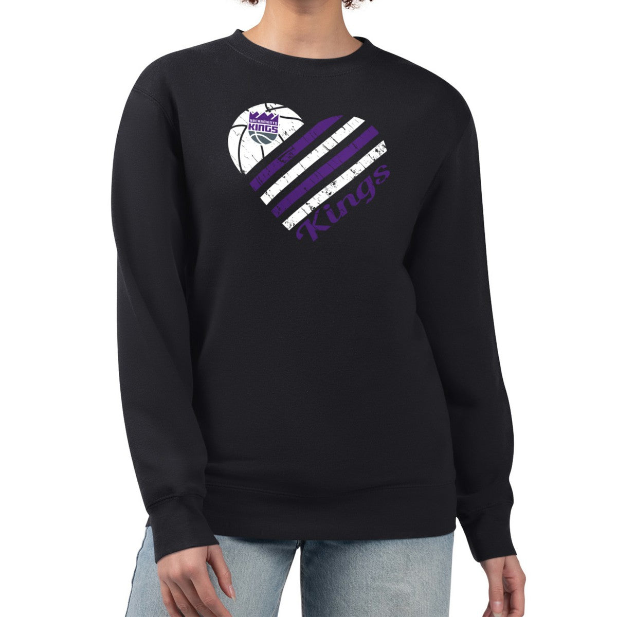 Sacramento Kings G-III 4Her by Carl Banks Women's Heart Graphic Fleece Pullover Sweatshirt Black
