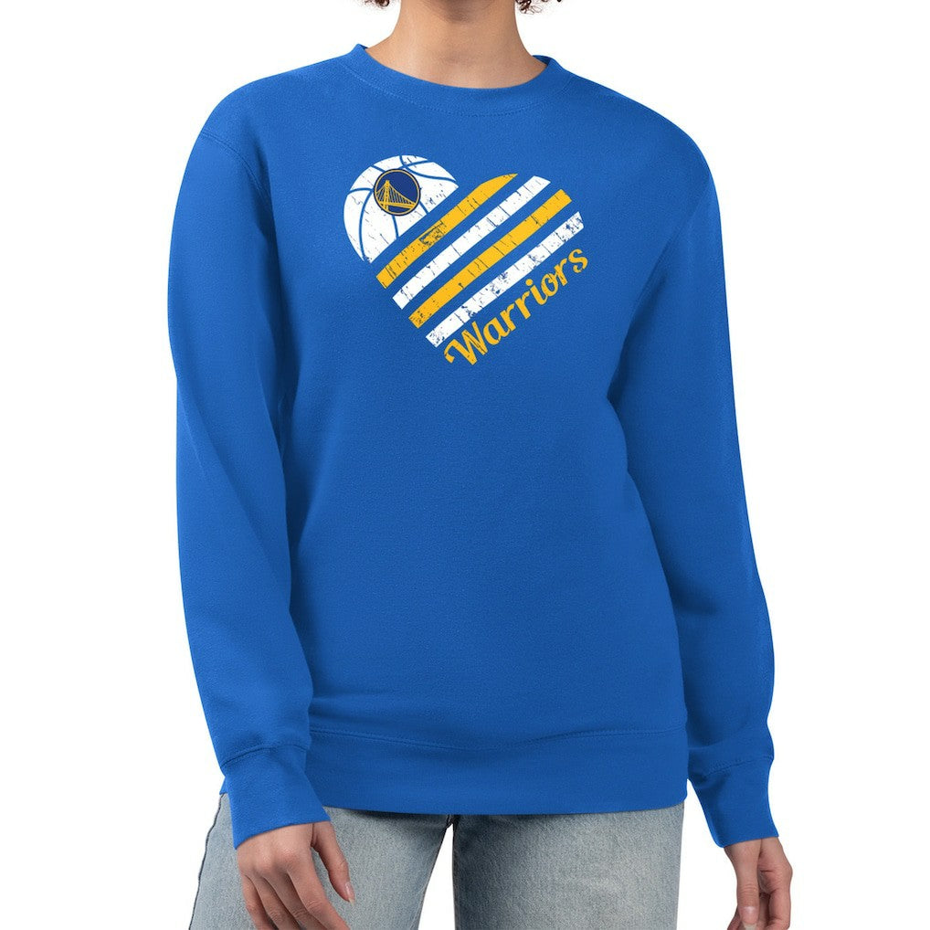 Golden State Warriors G-III 4Her by Carl Banks Women's Heart Graphic Fleece Pullover Sweatshirt Royal