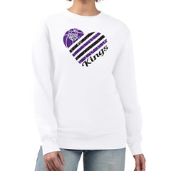 Sacramento Kings G-III 4Her by Carl Banks Women's Heart Graphic Fleece Pullover Sweatshirt White
