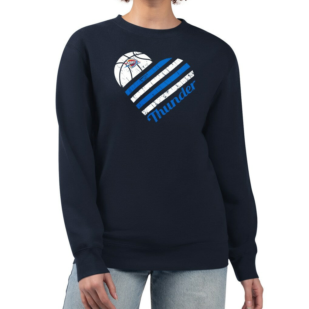 Oklahoma City Thunder G-III 4Her by Carl Banks Women's Heart Graphic Fleece Pullover Sweatshirt Navy