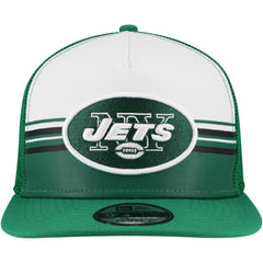 New York Jets New Era Striped A-Frame 9FIFTY Adjustable Trucker Snapback Hat - White/Green - NFL