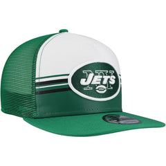 New York Jets New Era Striped A-Frame 9FIFTY Adjustable Trucker Snapback Hat - White/Green - NFL