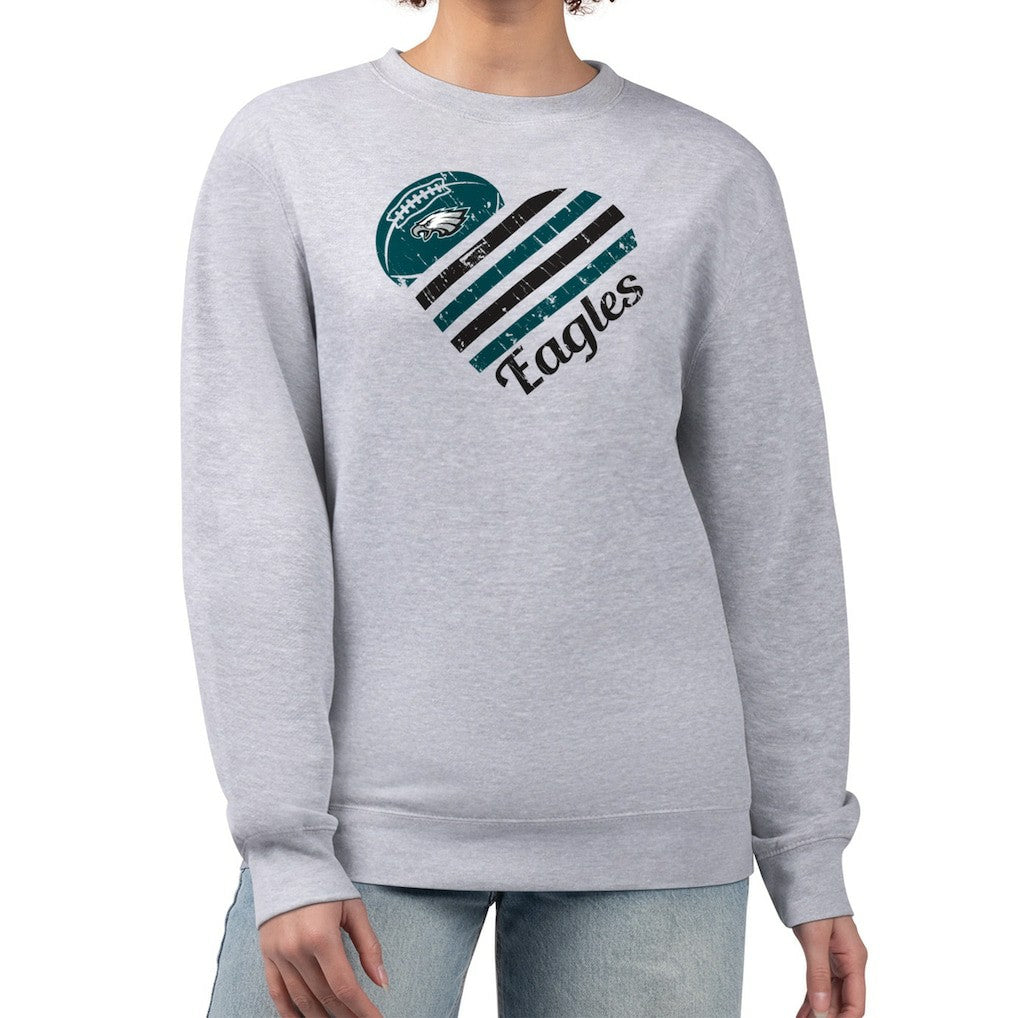 Philadelphia Eagles G-III 4Her by Carl Banks Women's Heart Graphic Fleece Pullover Sweatshirt - Heather Gray - NFL