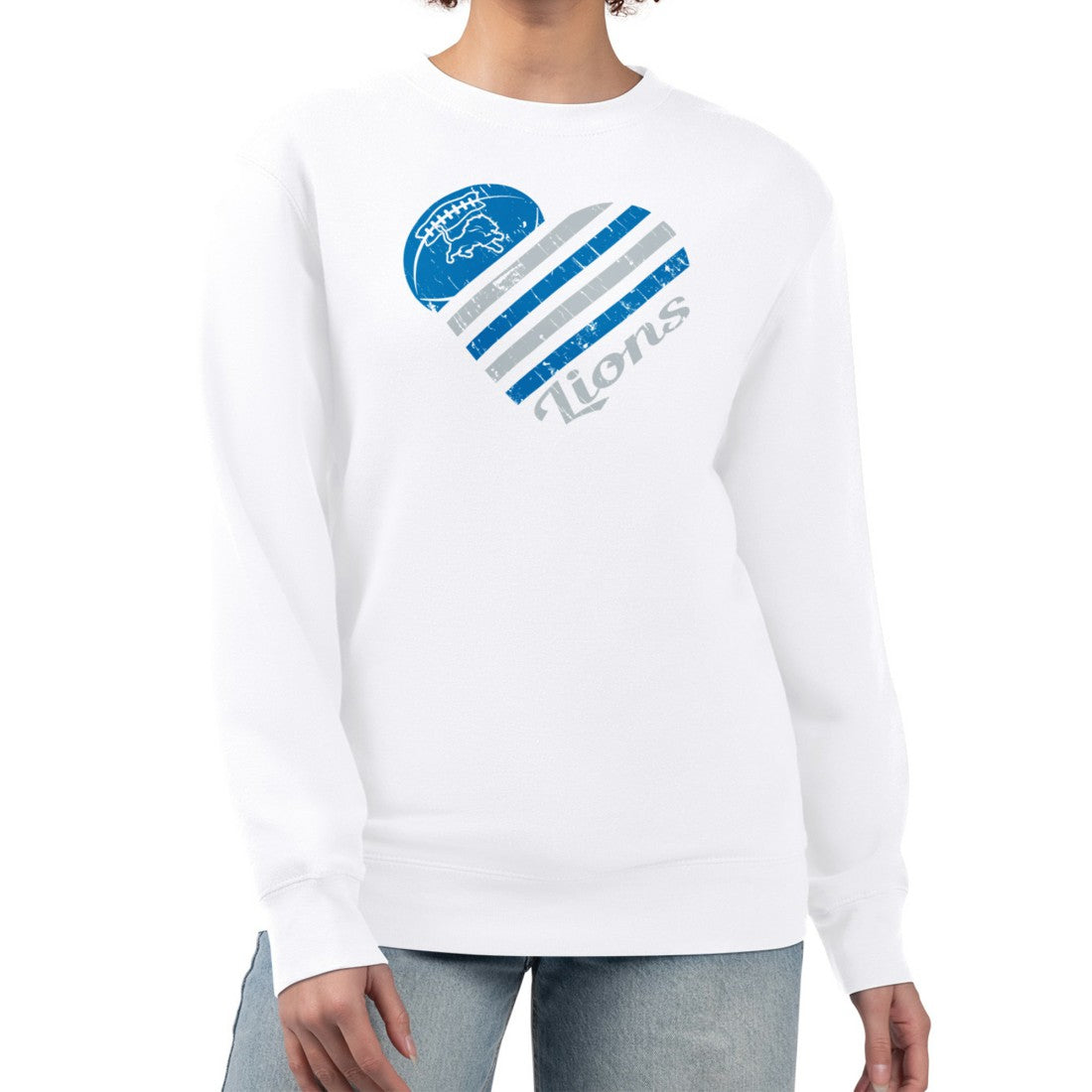 Detroit Lions G-III 4Her by Carl Banks Women's Heart Graphic Fleece Pullover Sweatshirt - White - NFL