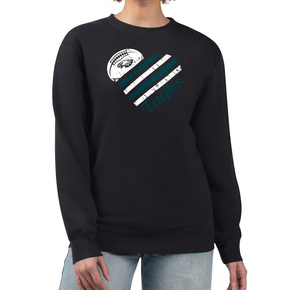 Philadelphia Eagles G-III 4Her by Carl Banks Women's Heart Graphic Fleece Pullover Sweatshirt - Black - NFL