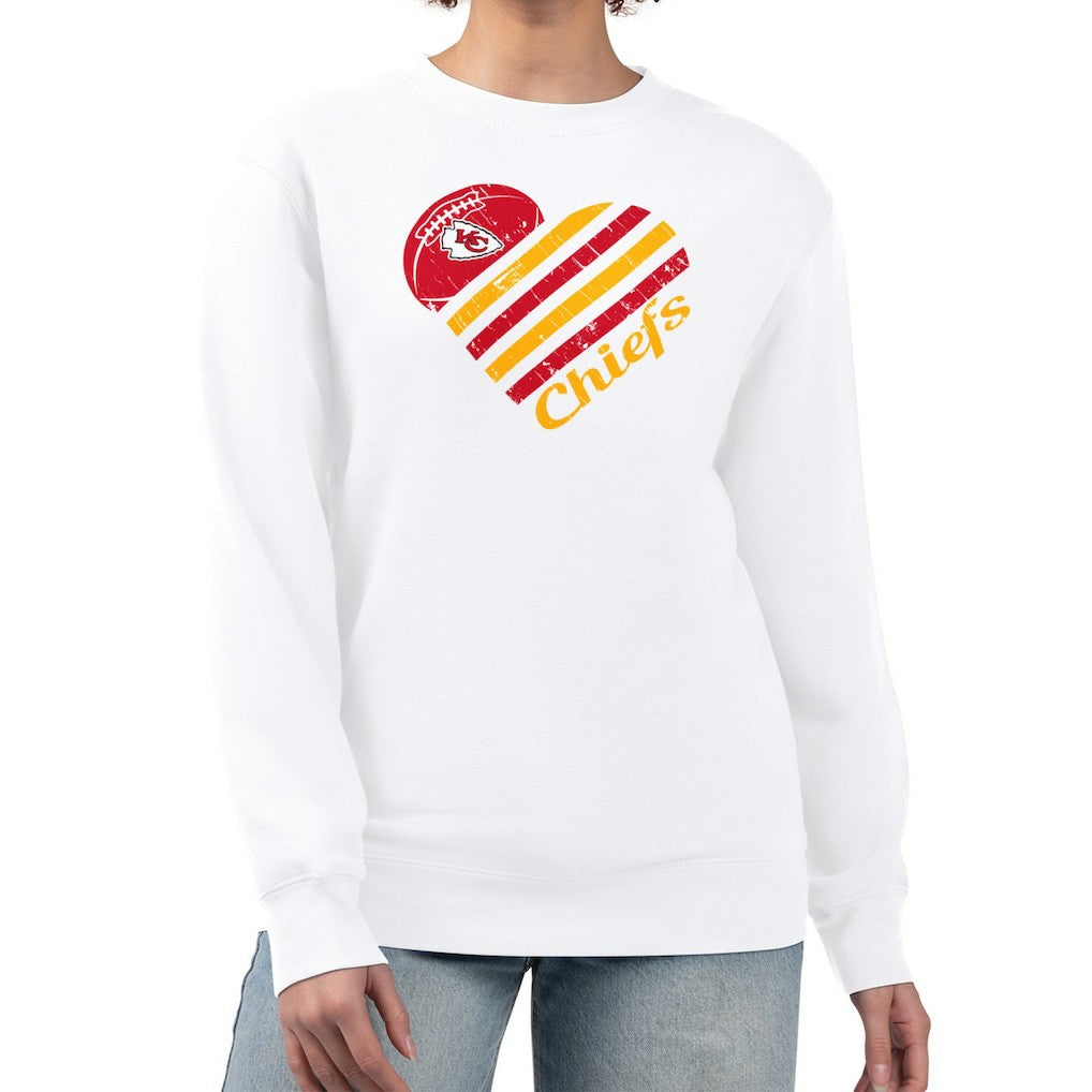 Kansas City Chiefs G-III 4Her by Carl Banks Women's Heart Graphic Fleece Pullover Sweatshirt - White - NFL