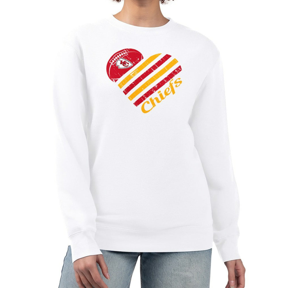 Kansas City Chiefs G-III 4Her by Carl Banks Women's Heart Graphic Fleece Pullover Sweatshirt - White - NFL