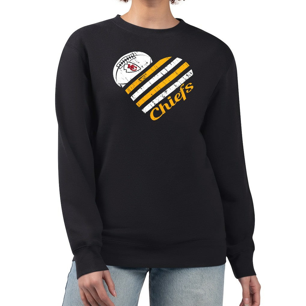 Kansas City Chiefs G-III 4Her by Carl Banks Women's Heart Graphic Fleece Pullover Sweatshirt - Black - NFL