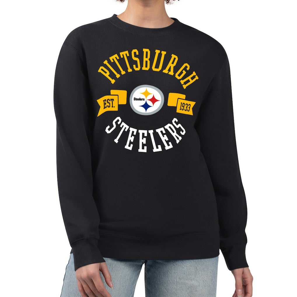 Pittsburgh Steelers G-III 4Her by Carl Banks Women's Large Team Graphic Fleece Pullover Sweatshirt - Black - NFL