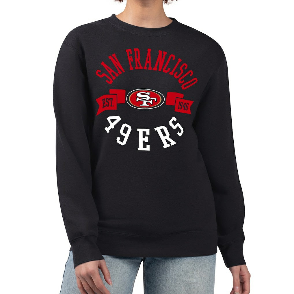 San Francisco 49ers G-III 4Her by Carl Banks Women's Large Team Graphic Fleece Pullover Sweatshirt - Black - NFL