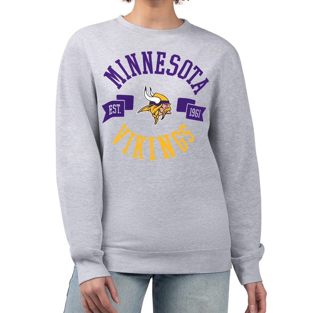 Minnesota Vikings G-III 4Her by Carl Banks Women's Large Team Graphic Fleece Pullover Sweatshirt - Heather Gray - NFL